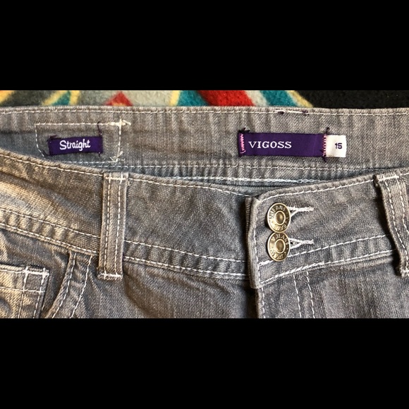 Vigoss Distressed Gray Jeans Size 15 - Picture 5 of 6